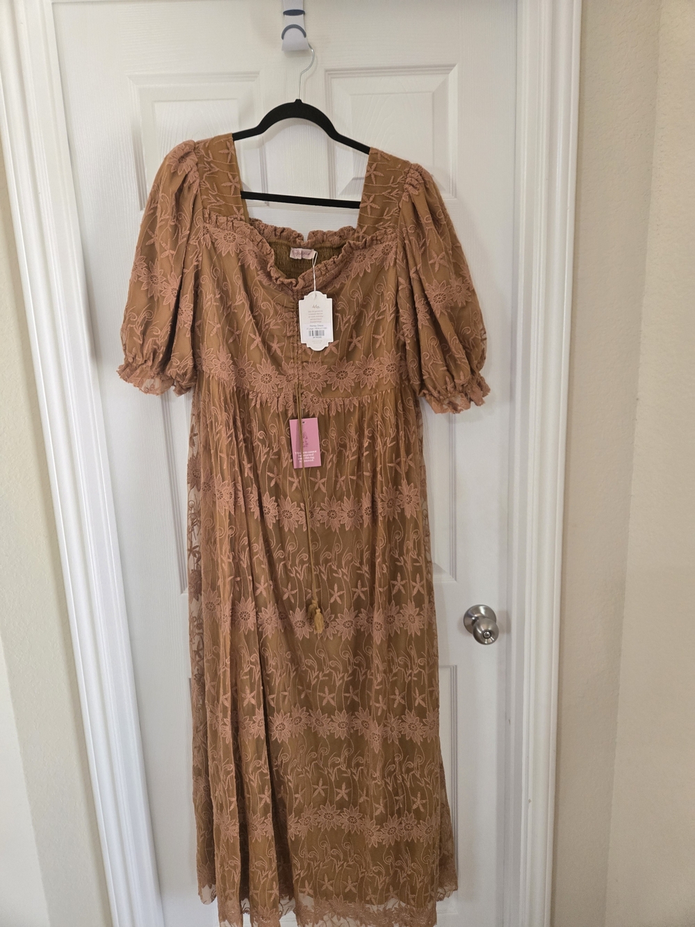 Ivy City Co Brown Lace Tiered Maxi Dress - Picture 2 of 15